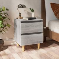 Nachtkastjes 2 st met houten poten 40x35x50 cm grijs sonoma