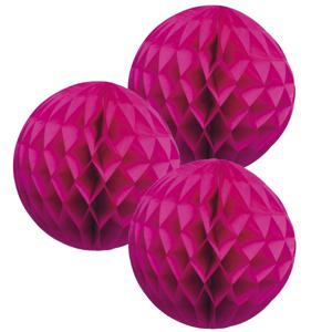 Papieren kerstballen - 3x - roze - 10 cm - kerstversiering