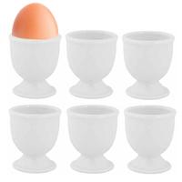 Cosy & Trendy Eierdopje - set van 6x stuks - porselein - wit - 5 x 6 cm