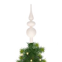 Grote glazen kerstboompiek winter witte glitters/kralen 32 cm - kerstboompieken