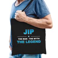 Naam cadeau tasje Jip - the Legend - zwart - voor heren - katoen