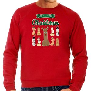 Foute Kersttrui/sweater voor heren - All I want for Christmas - rood - piemel/penis