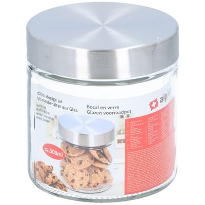 Alpina luxe voorraadpot - 4x - voorraadbus - 500 ml - 12 cm - glas - voedel bewaren