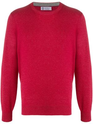Brunello Cucinelli pull à bords nervurés - Rouge