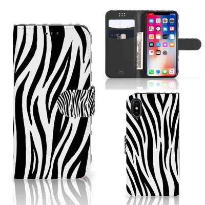 Apple iPhone X | Xs | Telefoonhoesje | Met pasjeshouder | Zebra