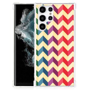 Samsung Galaxy S22 Ultra Doorzichtige Silicone Hoesje Zigzag Multi Color