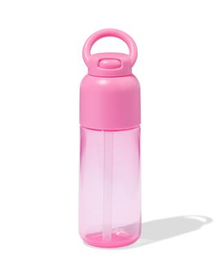 HEMA Waterfles Met Rietje 300ml Roze