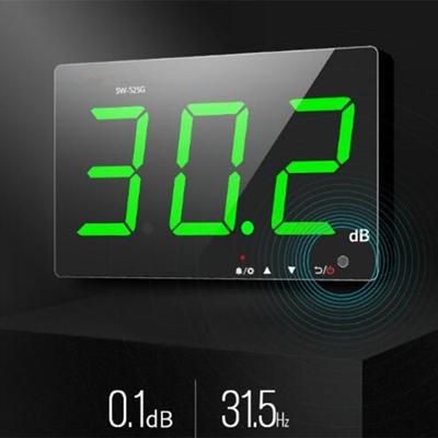 SNDWAY Wall-mounted 30~130dB Large Screen Digital Display Noise Decibel Monitoring Testers Specification:SW525G with Storage + USB Green