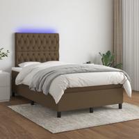 Boxspring met matras en LED stof donkerbruin 120x200 cm
