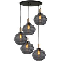 Masterlight 5-lichts vide hanglamp - goud -Porto met Ball smoke glazen - Ø 30cm - 2712-05-02-50-5-4