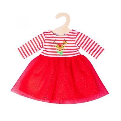 Heless Kerstjurk met haarband rendier, maat 28-35 cm