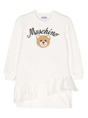 Moschino Kids robe Teddy Bear à volants - Blanc