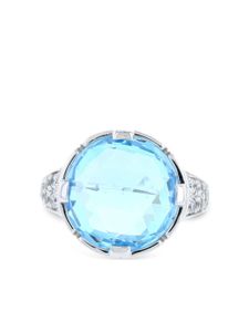 Bvlgari Pre-Owned bague Parentesi en or blanc 18ct serti de diamants et de topaze (années 2010) - Bleu