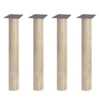 Eiken ronde tafelpoot 72,5 cm van massief hout Ø12 cm - set van 4 stuks