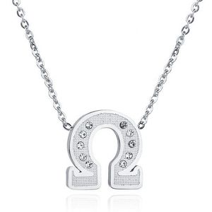 Zilverkleurige dames ketting Edelstaal OHM Symbool