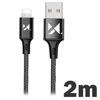 Wozinsky Data & Oplaadkabel - USB-A/Lightning - 2m - Zwart - thumbnail