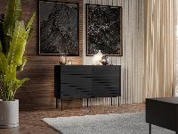 Commode HEPRANI 1 deur 3 lades zwart