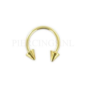 Circulair barbell 1.2 mm goud 14 karaat spike