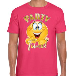Foute party t-shirt voor heren - Emoji Party - roze - carnaval/themafeest