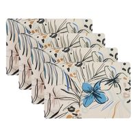 Placemat/onderlegger - 8x - blad/bloem motief - 44 x 28 cm - tafeldecoratie