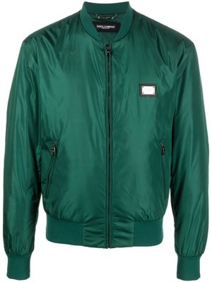 Dolce & Gabbana veste zippée à étiquette logo - Vert