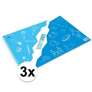3x Tekenboek A3 papier met tekenpapier