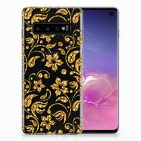 Samsung Galaxy S10 TPU Case Gouden Bloemen