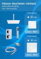 Inbouw douchecombi Vierkant met plafondsteun en douchekop 20 cm