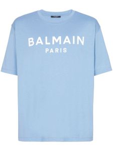 Balmain t-shirt en coton à logo imprimé - Bleu