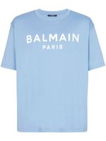 Balmain t-shirt en coton à logo imprimé - Bleu - thumbnail