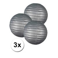 Voordeelverpakking met 3 zilveren lampionnen 25 cm - thumbnail