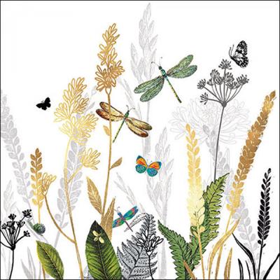 Servetten Ornamental Flowers White 25cm