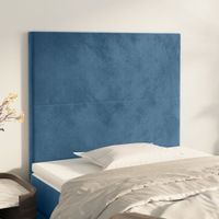 Hoofdborden 2 st 100x5x78/88 cm fluweel donkerblauw - thumbnail