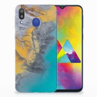 Samsung Galaxy M20 (Power) | TPU | Siliconen hoesje | Marble Blue Gold