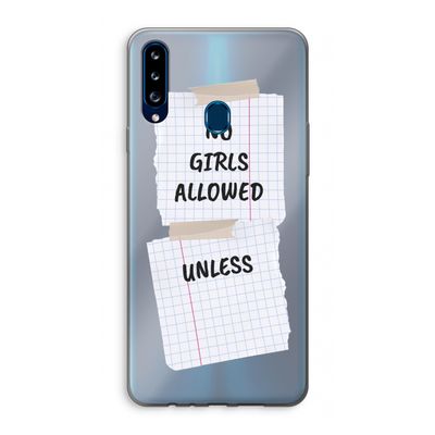 No Girls Allowed Unless: Samsung Galaxy A20s Transparant Hoesje