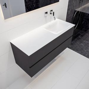 Mondiaz Vica Cloud badmeubel antraciet mat 120 cm 2 lades solid surface enkele spoelbak rechts zonder kraangat