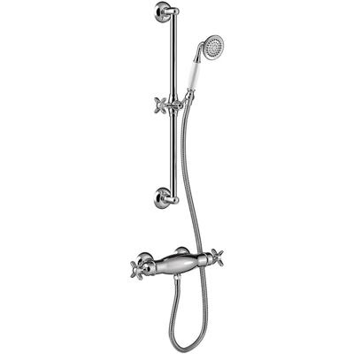 Douchekraan Tres Clasic | Opbouw | Thermostaatkraan | 1-weg | hoh 15 cm | 2-knops | Vintage | Chroom