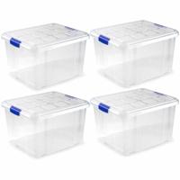 Plasticforte Opslagbakken met deksel - 8x - 25 liter - 42 x 36 x 25 cm - Organizers - transparant