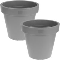 Set van 2x stuks kunststof bloempotten 50 cm grijs