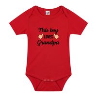 This boy loves grandpa cadeau baby rompertje rood jongens - thumbnail