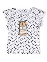 Monnalisa t-shirt volanté à pois - Blanc