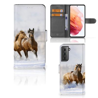 Samsung Galaxy S21 | Telefoonhoesje | Met pasjeshouder | Paarden