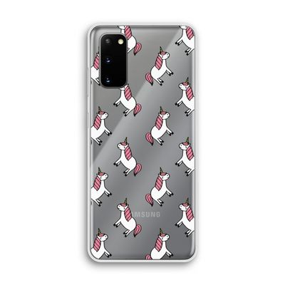 Eenhoorns overal: Samsung Galaxy S20 Transparant Hoesje