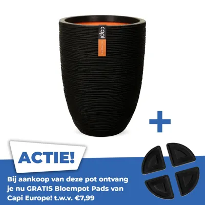 Vaas elegant laag Rib NL Ø46 H58 zwart