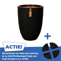 Vaas elegant laag Rib NL Ø46 H58 zwart