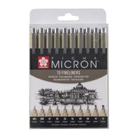 Fineliner Sakura Pigma Micron set ÃƒÆ' 10 schrijfbreedtes zwart