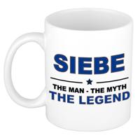 Siebe cadeau mok - man myth legend - naam koffiemok / beker - wit en blauw - 300 ml