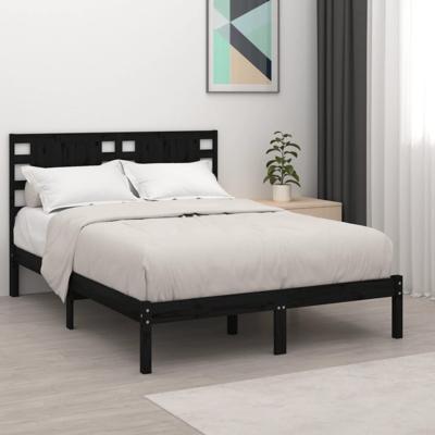 Bedframe massief grenenhout zwart 200x200 cm