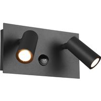 LED Tuinverlichting met Bewegingssensor - Wandlamp Buitenlamp - Trion Sonei - 6W - Warm Wit 3000K - 2-lichts - Rechthoek - Mat Antraciet - Aluminium - thumbnail