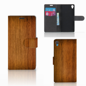 Sony Xperia Z3 Book Style Case Donker Hout